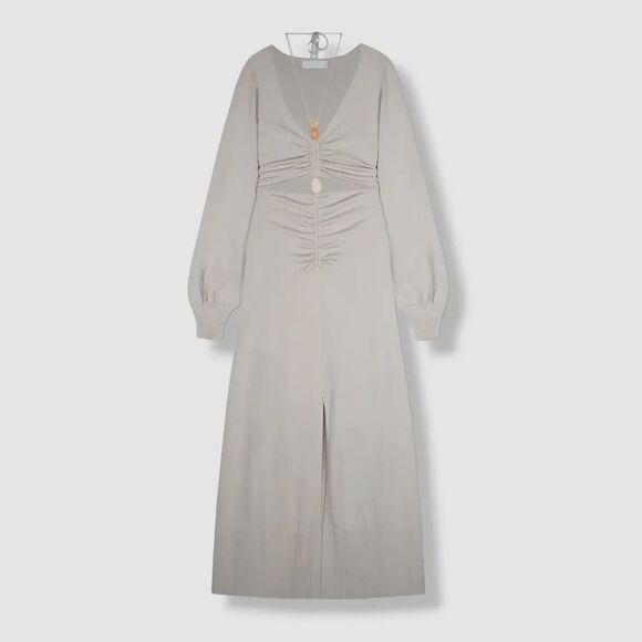 $625 Jonathan Simkhai INEZ Knit midi dress in truffle - Picture 6 of 11